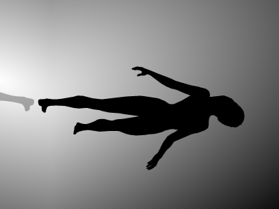 a dancer's silhouette pirouetting and subjectively appearing to spin either clockwise or anti-clockwise as judged from the left or right of the pic